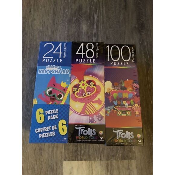 NiB-Kids Puzzle 6 Pack 24-100 Pieces. Trolls, Paw Patrol And More. - Picture 1 of 4